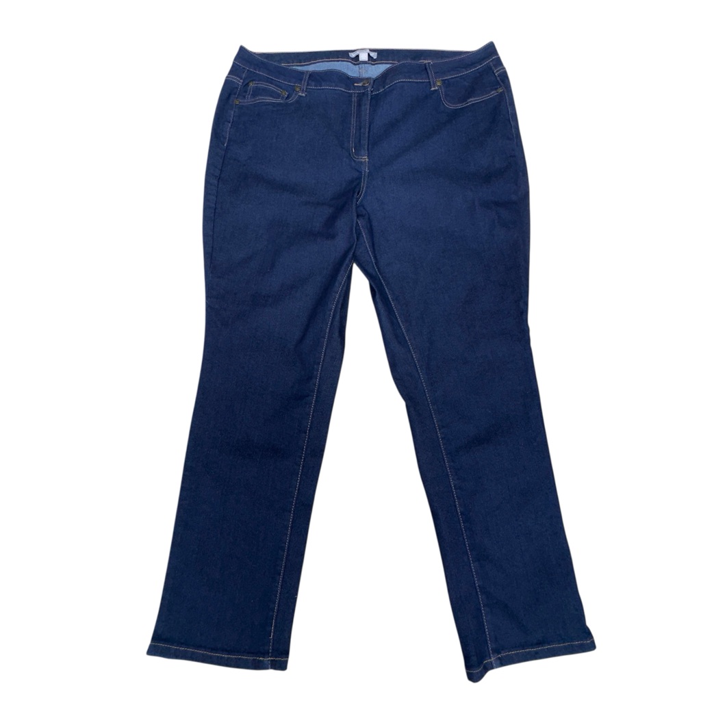 Woman Within Size 20w Dark Wash Indigo Bootcut Jeans Denim Stretch